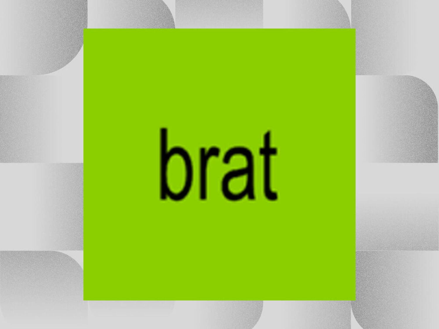 Neon green square with black text